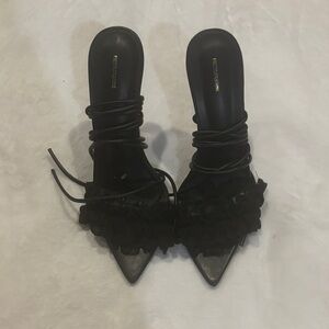 PrettyLittleThing Black Strappy Heels